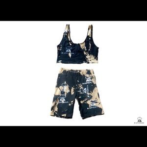 VINTAGE BRA TOP AND BIKER SHORTS